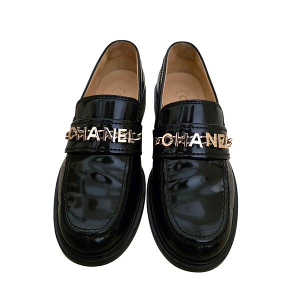Chanel 2022 Patent Leather CC Logo Loafers Black IT 36 US 5.5 - Picture 5 of 16